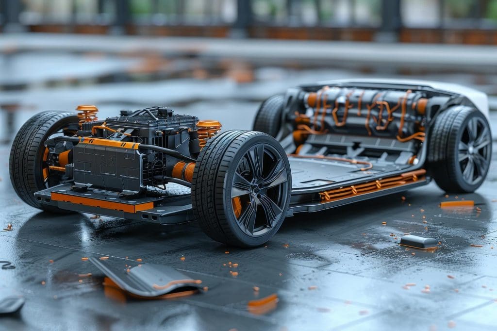 model of a race car on a wet surface