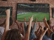 Football fans watching live football