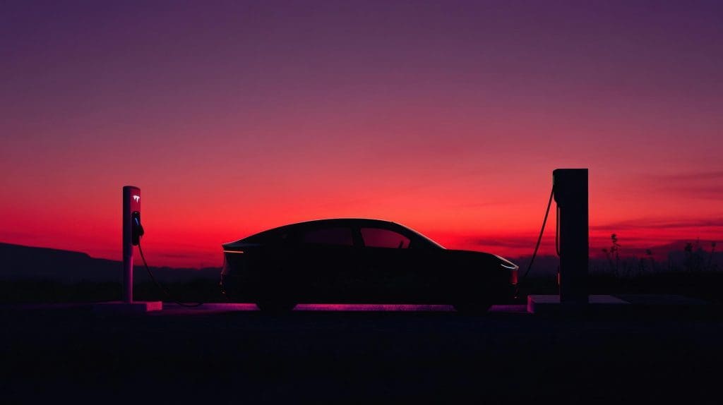 car parked in front of a gas station at sunset, UK fast EV charging