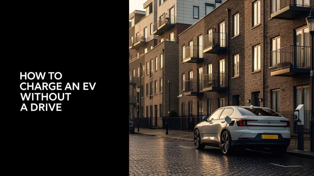 car parked on the side of a street next to tall buildings