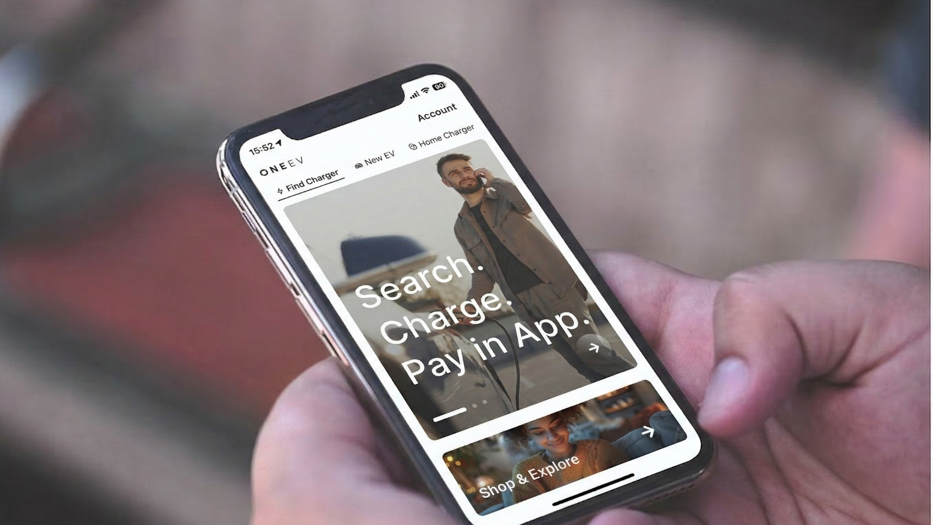 ONEEV phone app showing EV charging payment and start process