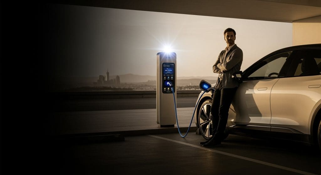 man pumping gas into his car at a gas station, contrasting with the EV charging guide UK
