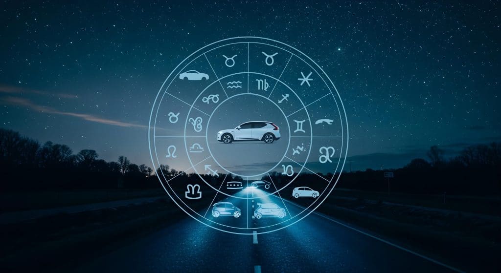 car driving down a road at night, ev zodiac uk